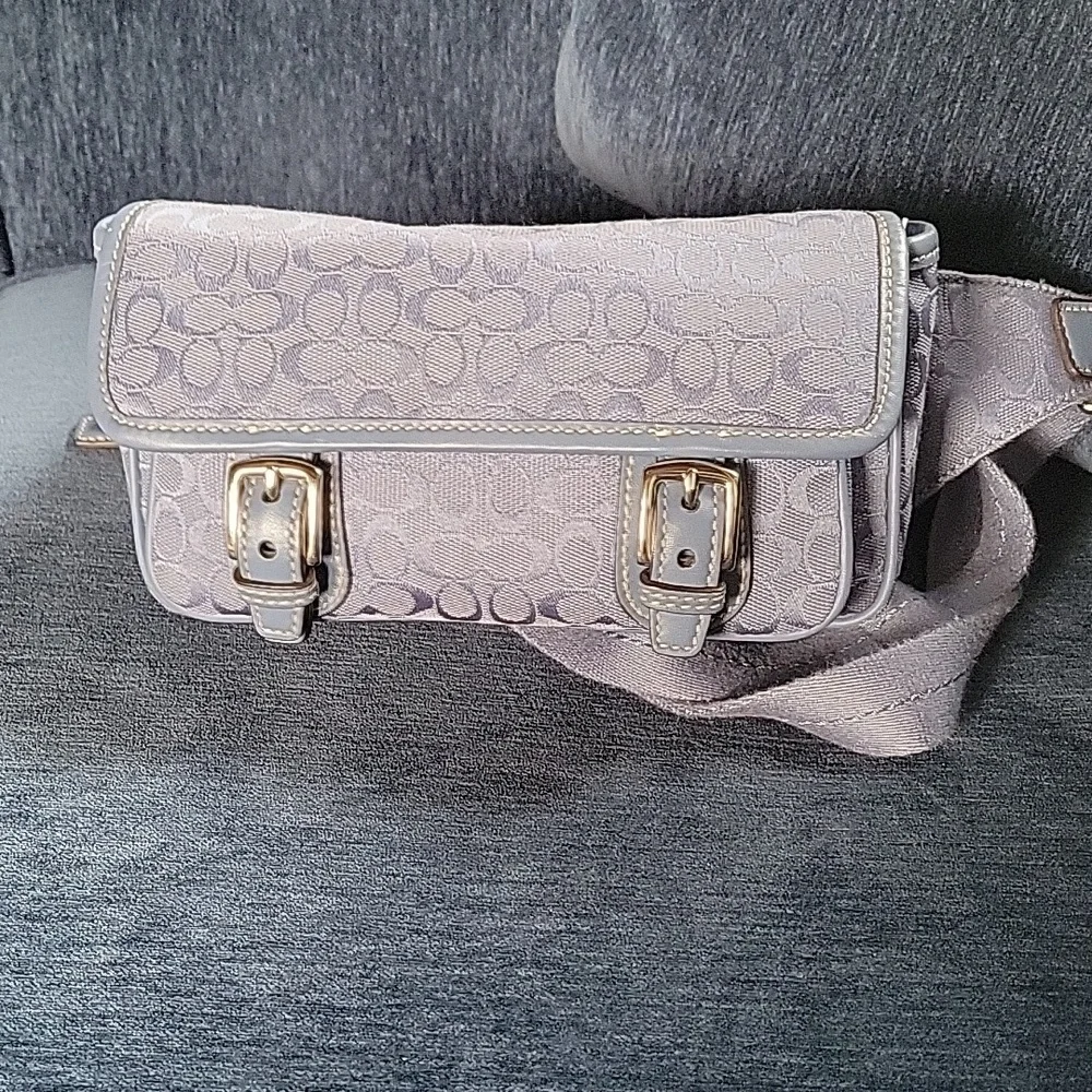 Y2K Coach Jacquard Vintage Bon Voyage Signature Blue Belt Bag/Fanny Pack